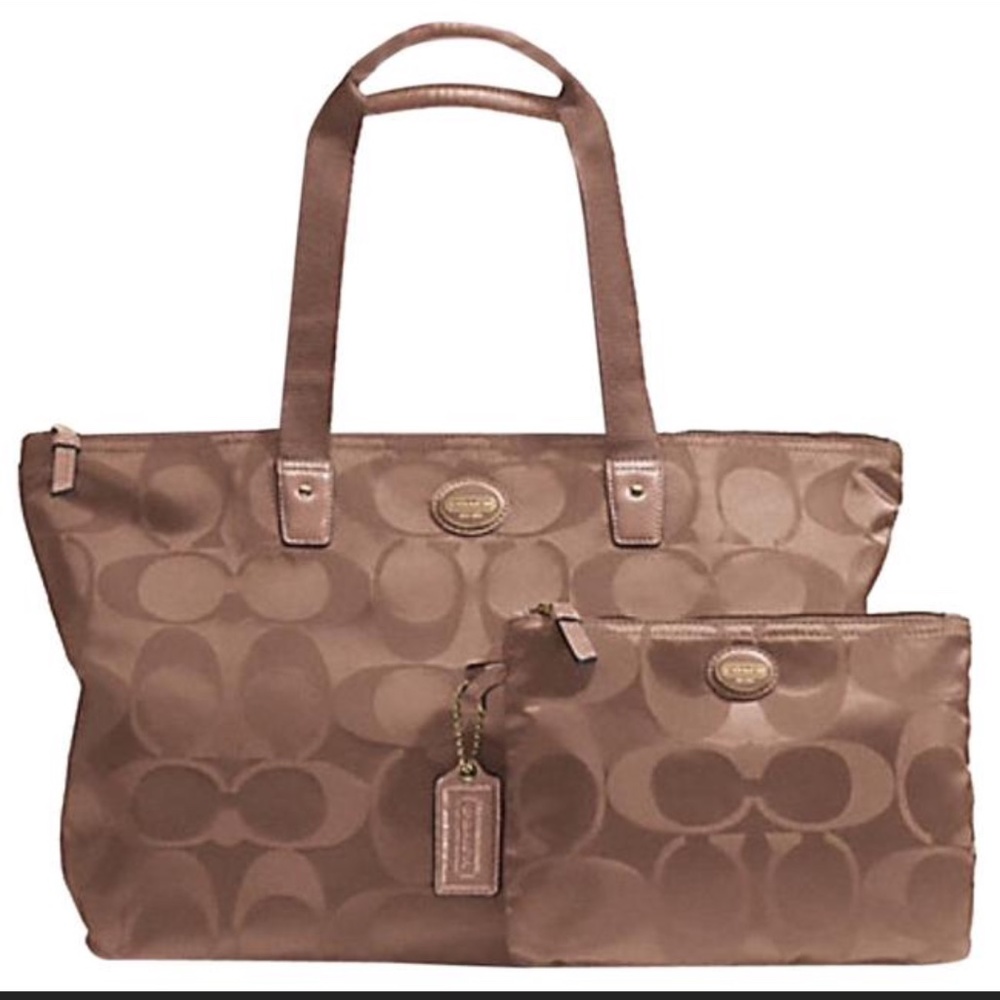 COACH 2 Piece Signature Weekend Tote Bag Bronze